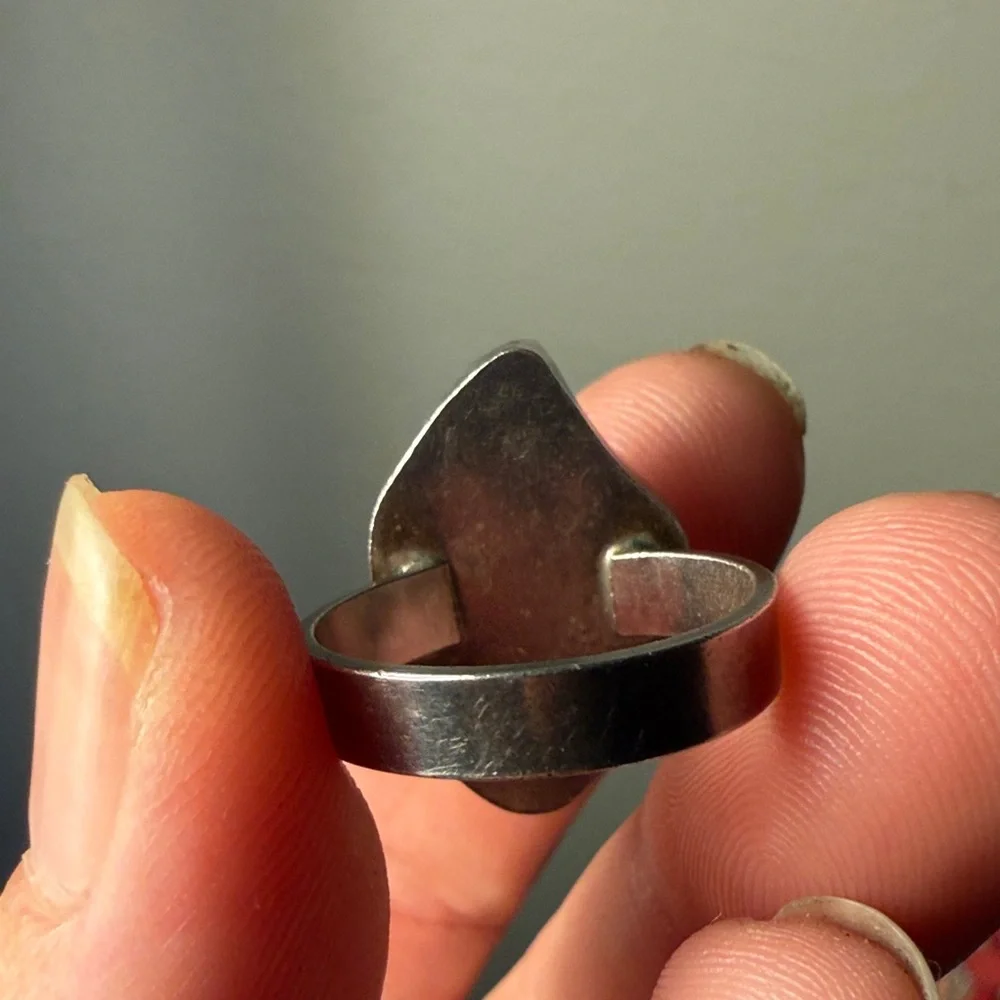Sterling Silver Ring with Natural Gray Smokey Quartz Crystal